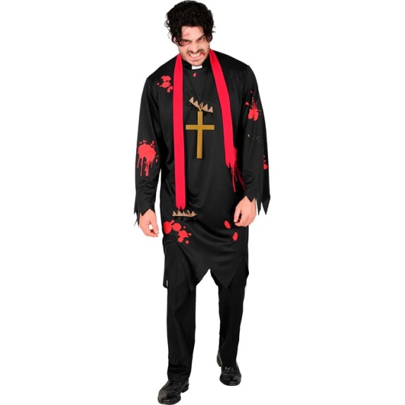 COSTUME TRAVESTIMENTO DA PRETE ZOMBIE CON ACCESSORI PER UOMO