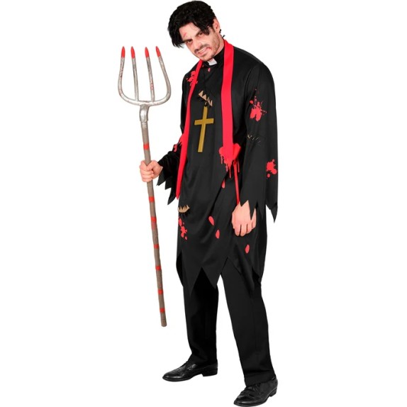 COSTUME TRAVESTIMENTO DA PRETE ZOMBIE CON ACCESSORI PER UOMO