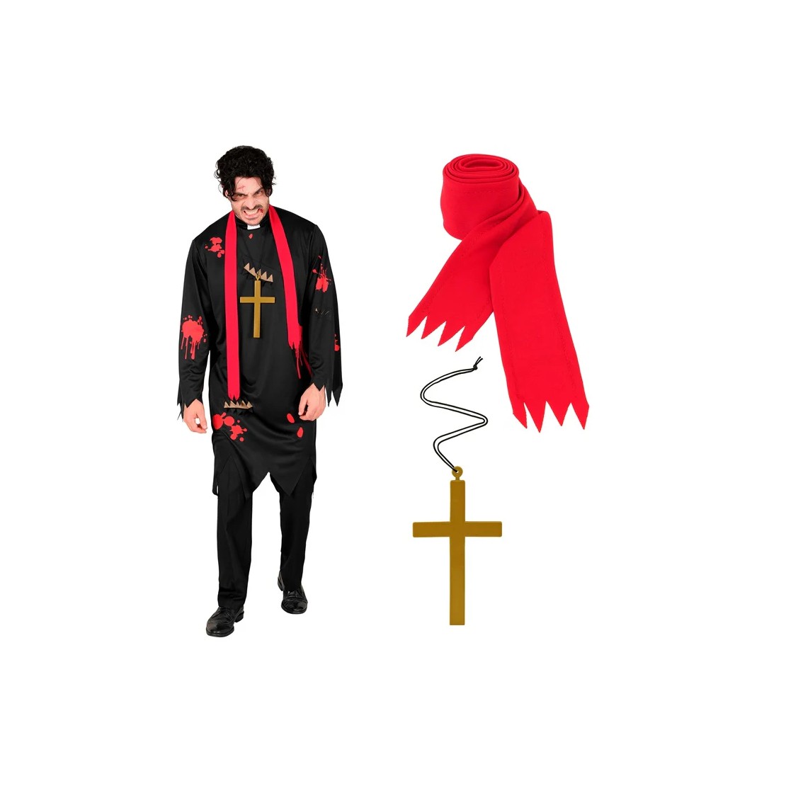 COSTUME TRAVESTIMENTO DA PRETE ZOMBIE CON...