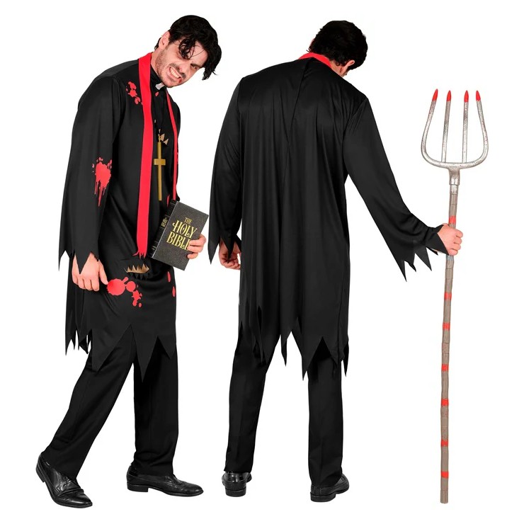 COSTUME TRAVESTIMENTO DA PRETE ZOMBIE CON ACCESSORI PER UOMO 2