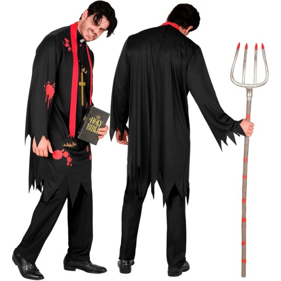 COSTUME TRAVESTIMENTO DA PRETE ZOMBIE CON ACCESSORI PER UOMO