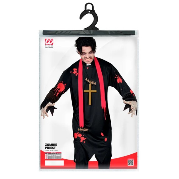 COSTUME TRAVESTIMENTO DA PRETE ZOMBIE CON ACCESSORI PER UOMO
