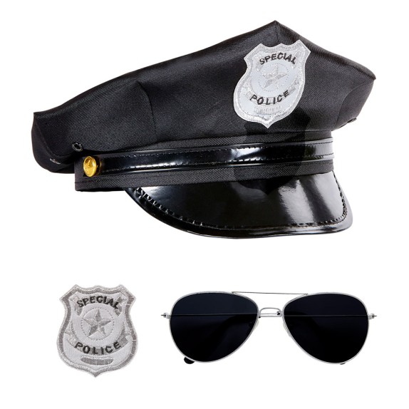 SET 3 PEZZI PER TRAVESTIMENTO DA POLIZIOTTO PER UOMO E DONNA