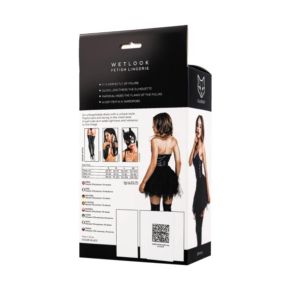 ABITO SEXY CON CORPETTO IN ECOPELLE E GONNA IN TULLE GLOSSY