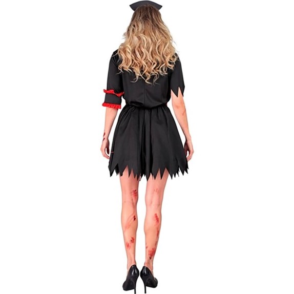 COSTUME TRAVESTIMENTO DA INFERMIERA ZOMBIE VESTITO CON CAPPELLINO
