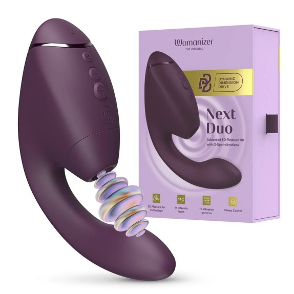 WOMANIZER NEXT DUO STIMOLATORE DOPPIO SUCCHIA CLITORIDE E VIBRATORE PUNTO G