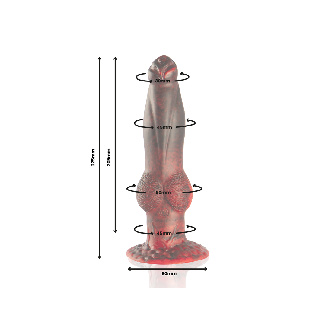 FALLO DILDO VIBRANTE ROSSO NERO 22,5 CM CON...