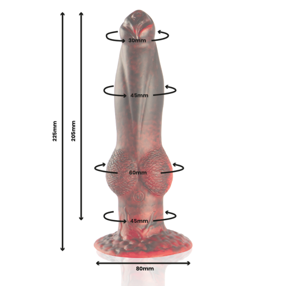 FALLO DILDO VIBRANTE ROSSO NERO 22,5 CM CON TELECOMANDO WIRELESS