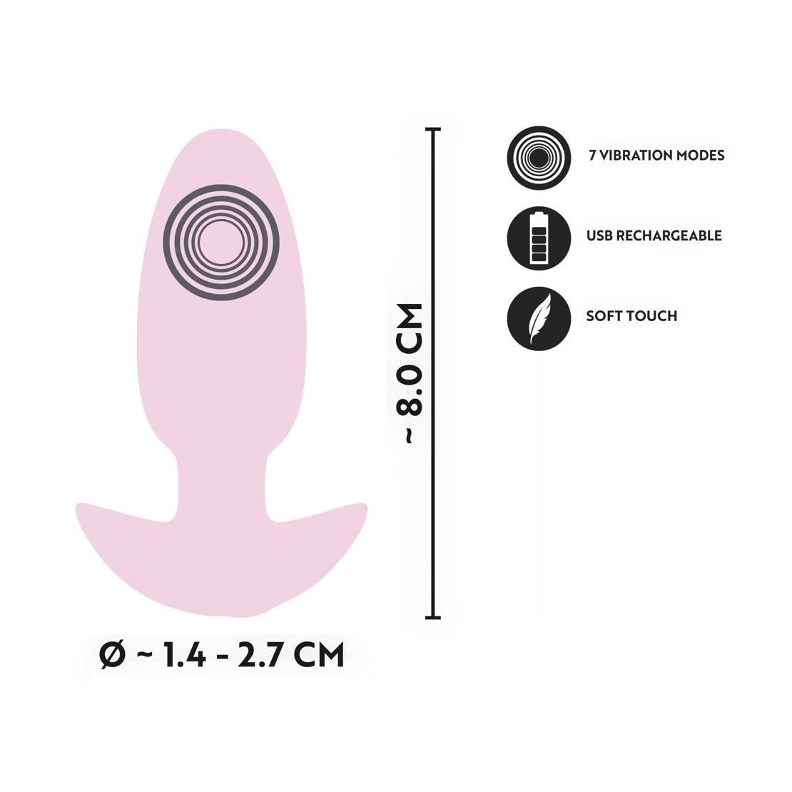 MINI TAPPO ANALE VIBRANTE 8 CM IN SILICONE E...