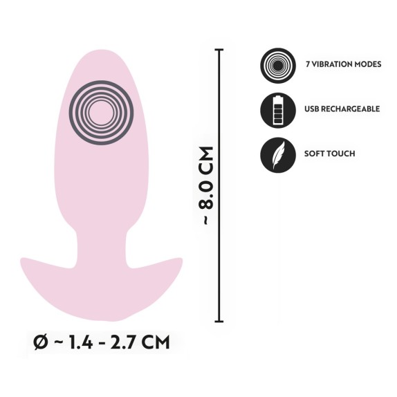 MINI TAPPO ANALE VIBRANTE 8 CM IN SILICONE E RICARICABILE CUTIES
