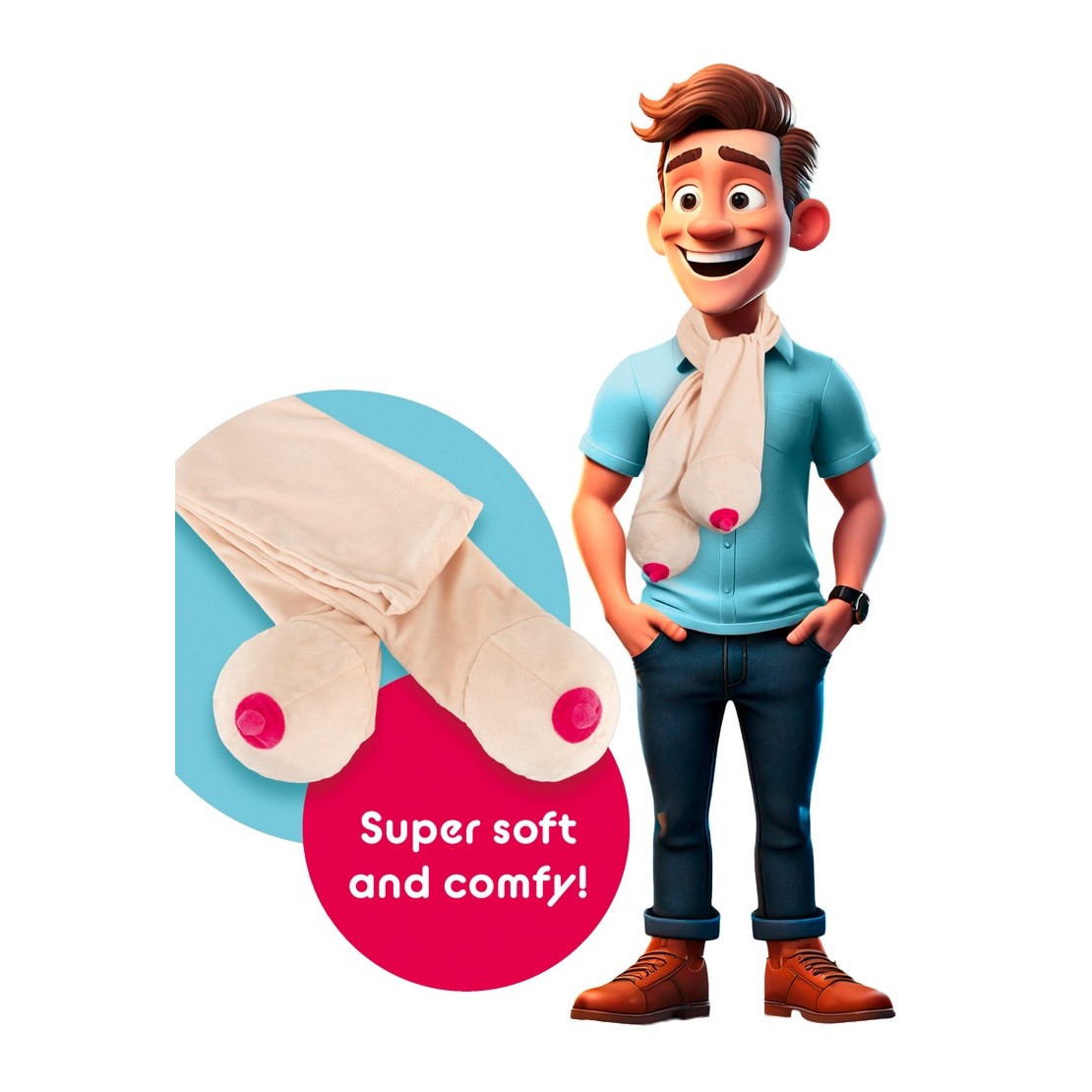 SCIARPA MORBIDA CON PELUCHES A FORMA DI TETTE...