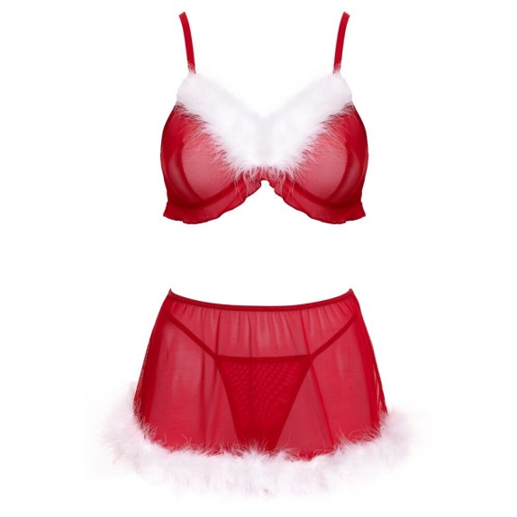 BABBA NATALE SEXY SET 3 PEZZI PER DONNA IN TULLE CON GONNA