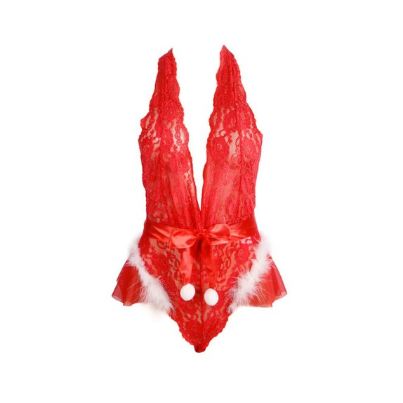 BODY SEXY PER DONNA DA BABBA NATALE IN PIZZO ROSSO OH YEAH