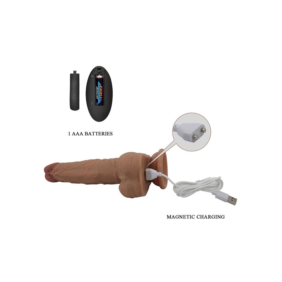 VIBRATORE DILDO REALISTICO CON MOVIMENTO SU E...