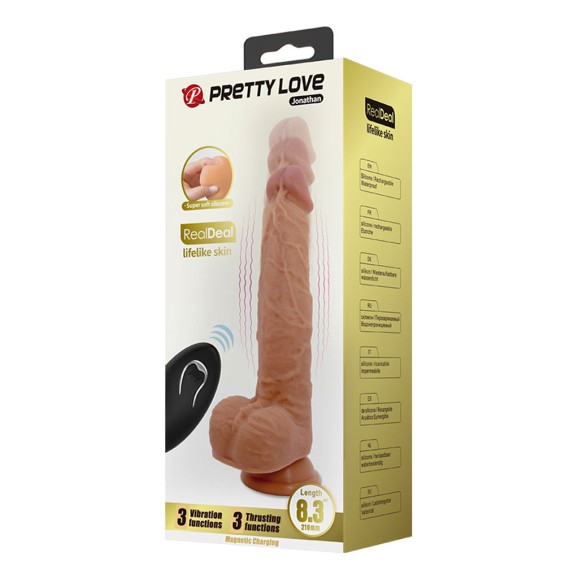VIBRATORE DILDO REALISTICO CON MOVIMENTO SU E GIÙ CON TELECOMANDO JONATHAN