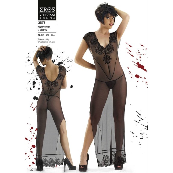 BABYDOLL TRASPARENTE LUNGO CON STRING EROS    