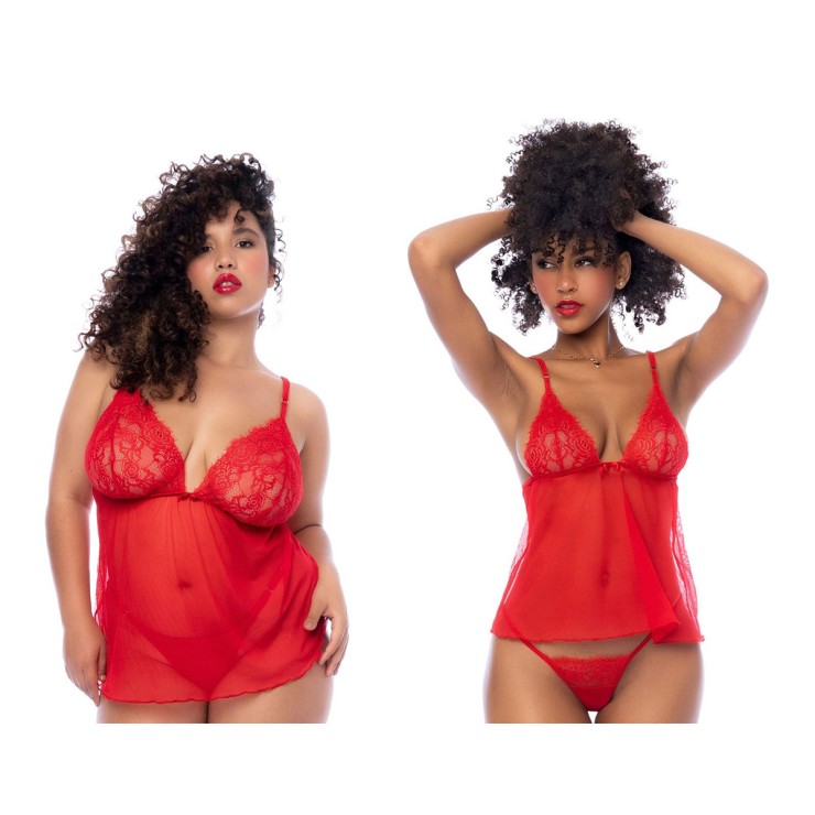 BABYDOLL ROSSO SEXY CORTO PER DONNA CON PERIZOMA MAPALE'