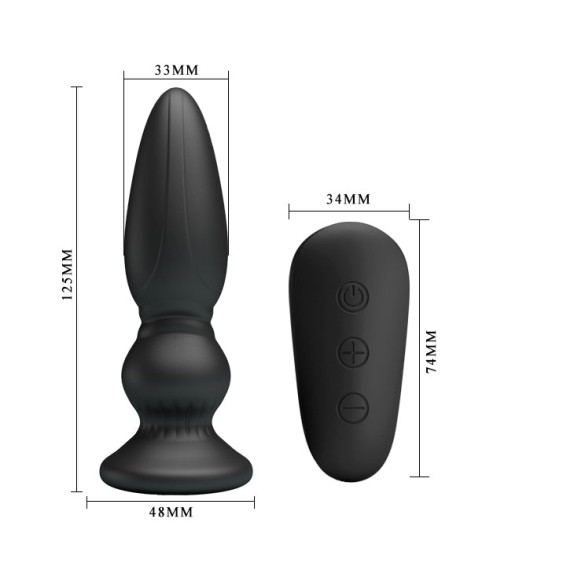 TAPPO ANALE VIBRANTE 12,5 CM CON TELECOMANDO DEEP VIBE RICARICABILE
