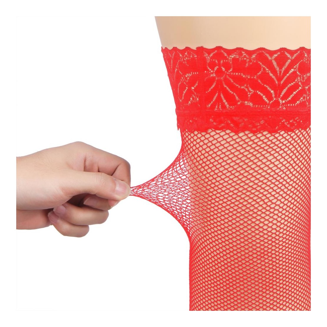 CALZE AUTOREGGENTI ROSSE SEXY PER DONNA A RETE...