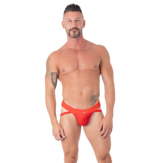 SOSPENSORIO SEXY ROSSO PER UOMO CON TRAMA RAGNATELA