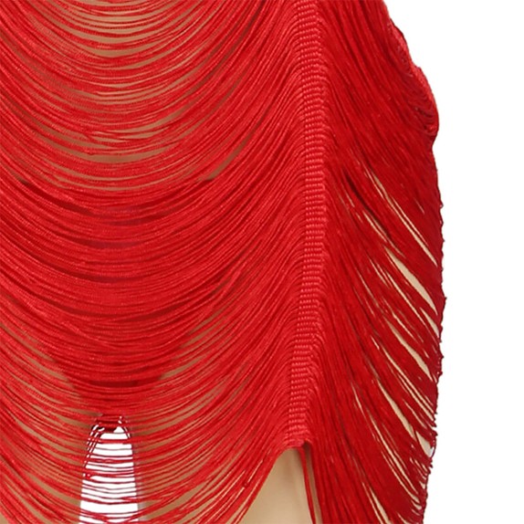 MINI ABITO ROSSO SEXY PER DONNA IN TESSUTO A FRANGE