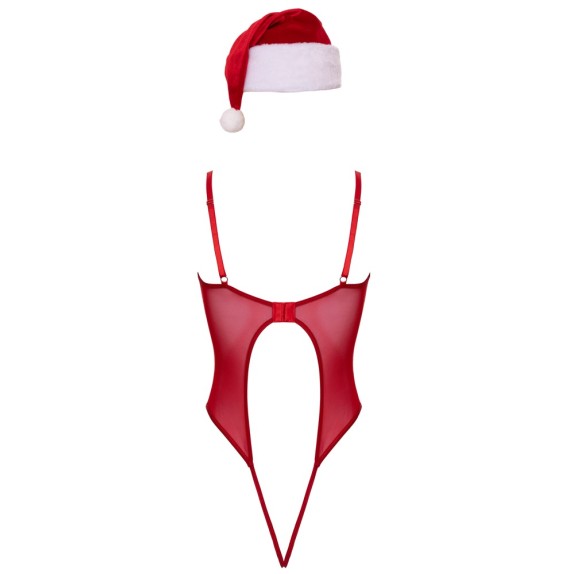 BODY APERTO SUL CAVALLO CON PIUME DA BABBA NATALE E CON CAPPELLO INCLUSO