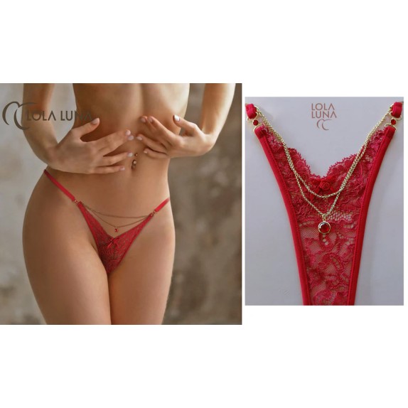 copy of CARMEN PERIZOMA SEXY DA DONNA IN PIZZO ROSSO CON PENDENTE LOLA LUNA