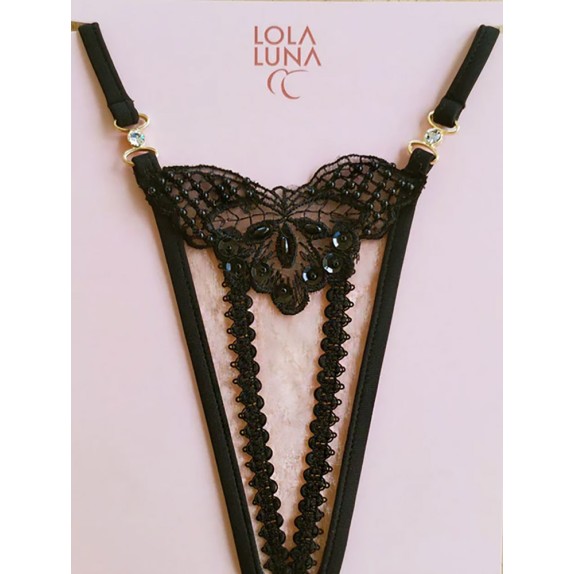 copy of PERIZOMA SEXY DI ALTA QUALITA' PER DONNA NERO CON PERLINE LOLA LUNA