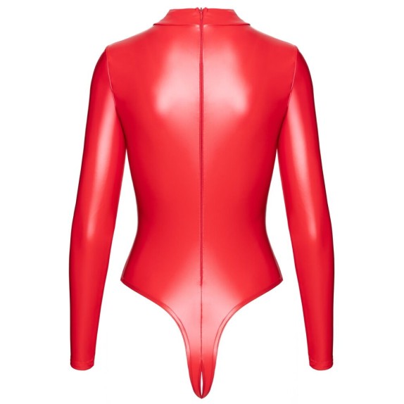 BODY APERTO SEXY ROSSO EFFETTO BAGNATO PER DONNA CON SCOLLO