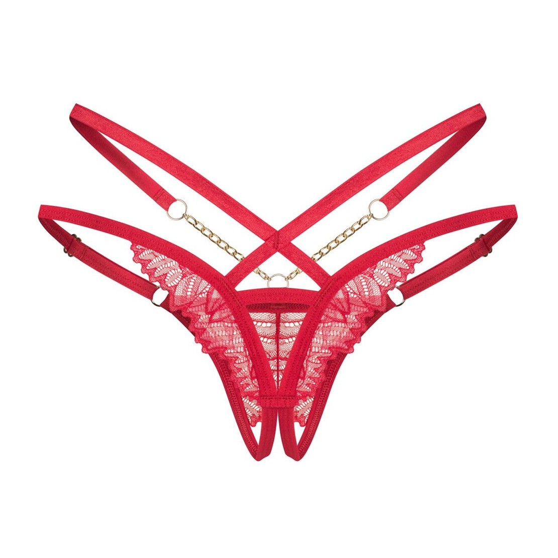 TANGA APERTO SEXY PER DONNA IN PIZZO ROSSO E...