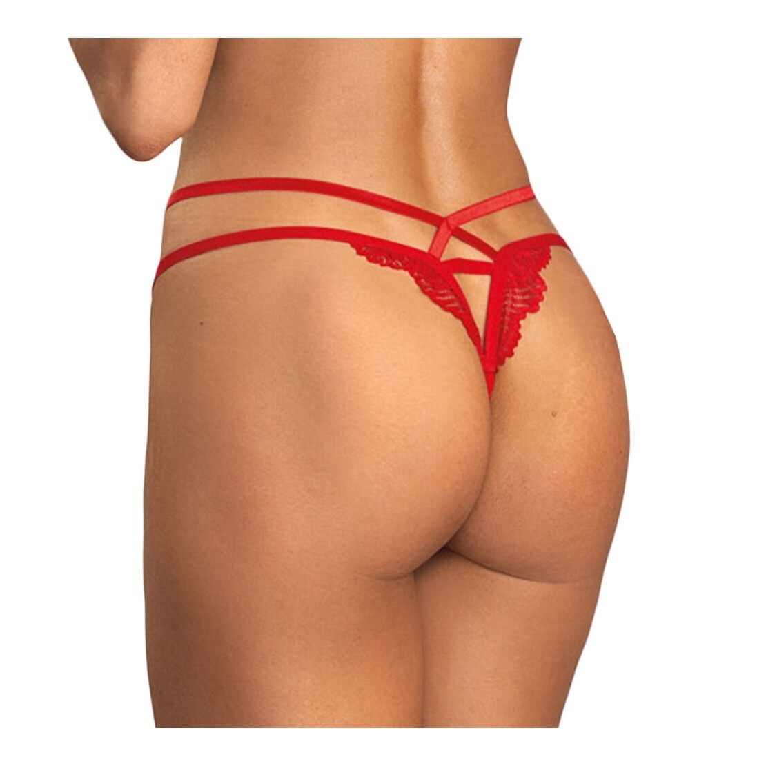 TANGA APERTO SEXY PER DONNA IN PIZZO ROSSO E...