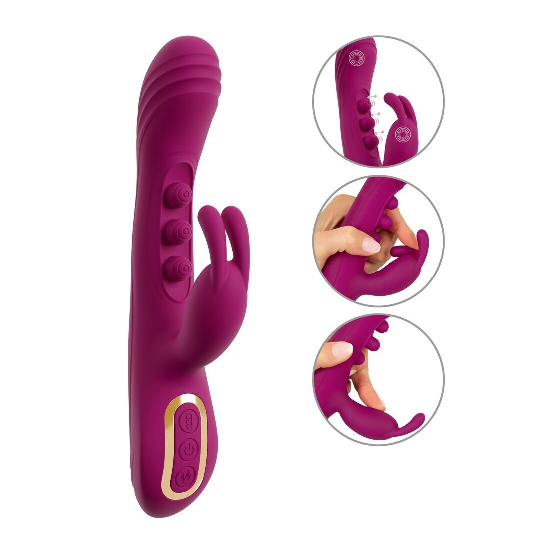 VIBRATORE RABBIT 2IN1 CON PALLINE INTERNE PER...