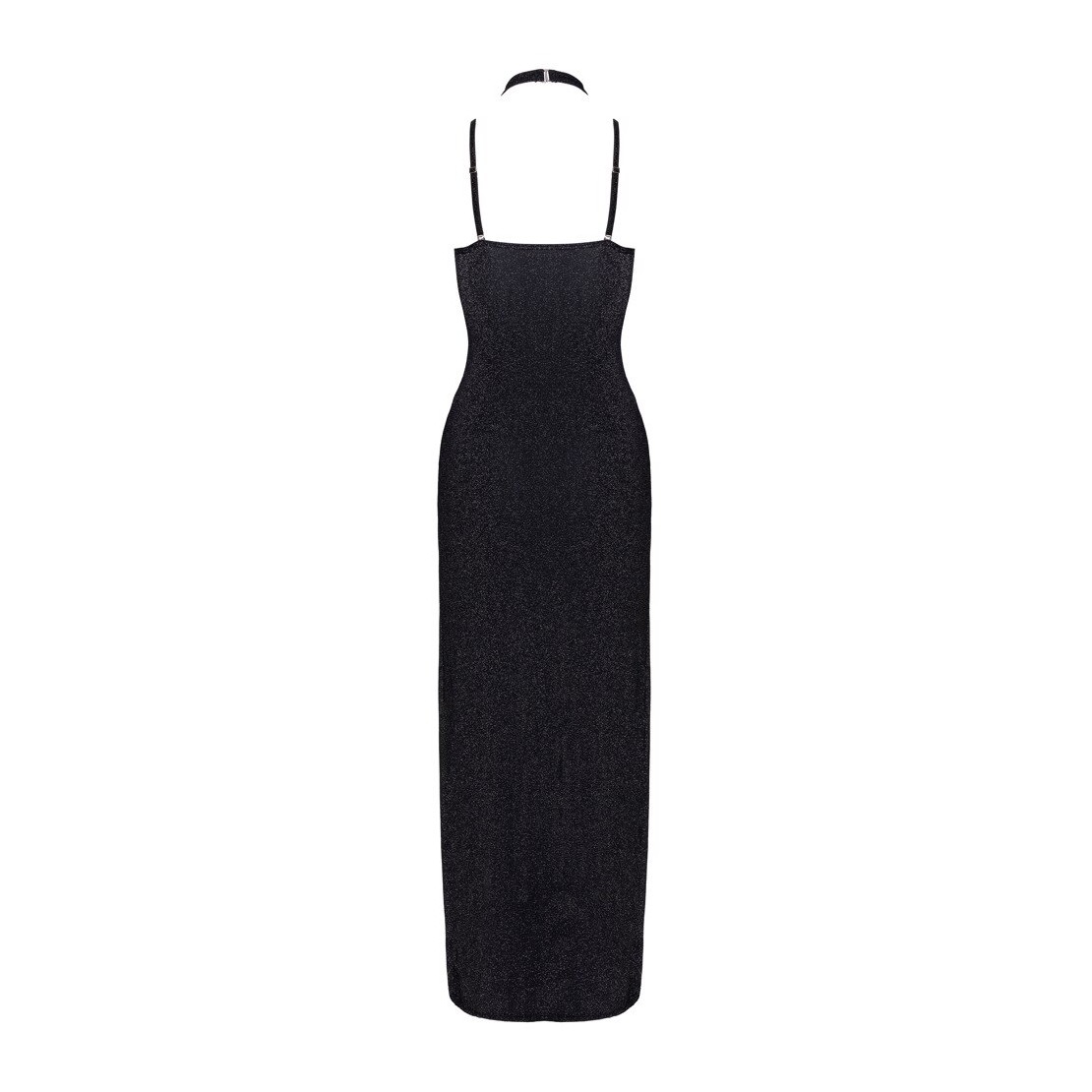 ABITO LUNGO NERO GLITTER SEXY PER DONNA CON...