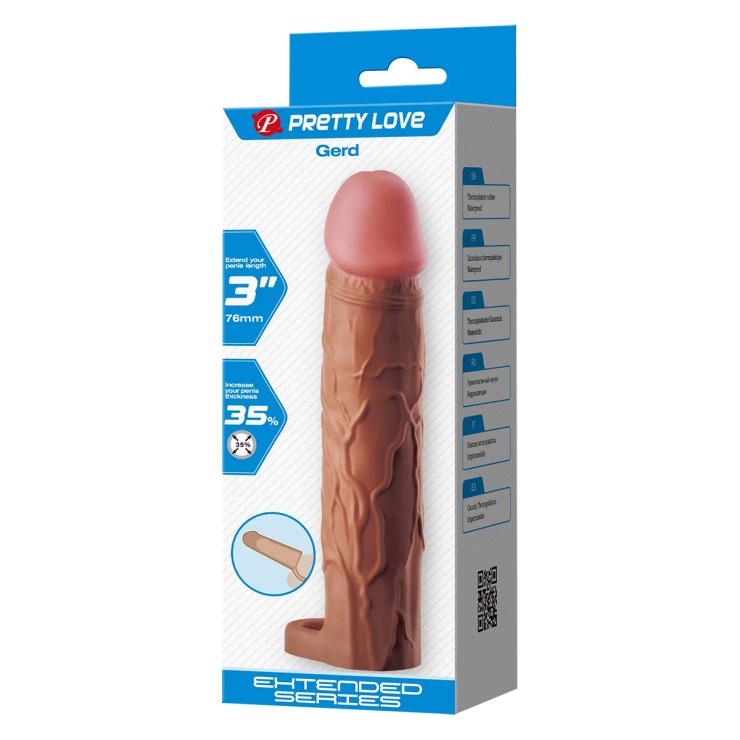 GUAINA PROLUNGA PER IL PENE 19,5 CM SEXY PER UOMO CON...