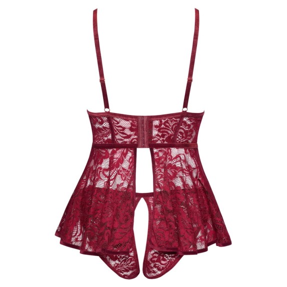 BABYDOLL SEXY DONNA CON SLIP APERTO BORDEAUX TAGLIE FORTI