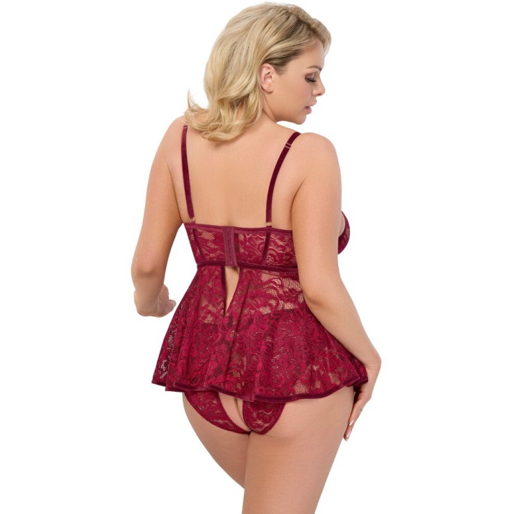 copy of BABYDOLL SEXY PER DONNA CON SLIP APERTO BORDEAUX... 2