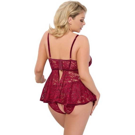 copy of BABYDOLL SEXY PER DONNA CON SLIP APERTO BORDEAUX TAGLIE FORTI