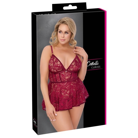 BABYDOLL SEXY DONNA CON SLIP APERTO BORDEAUX TAGLIE FORTI