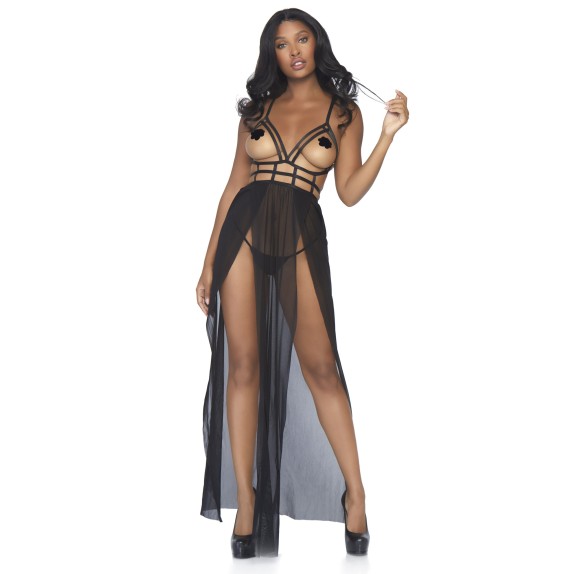 VESTAGLIA - ABITO LUNGO APERTO SUL SENO SEXY PER DONNA LEG AVENUE
