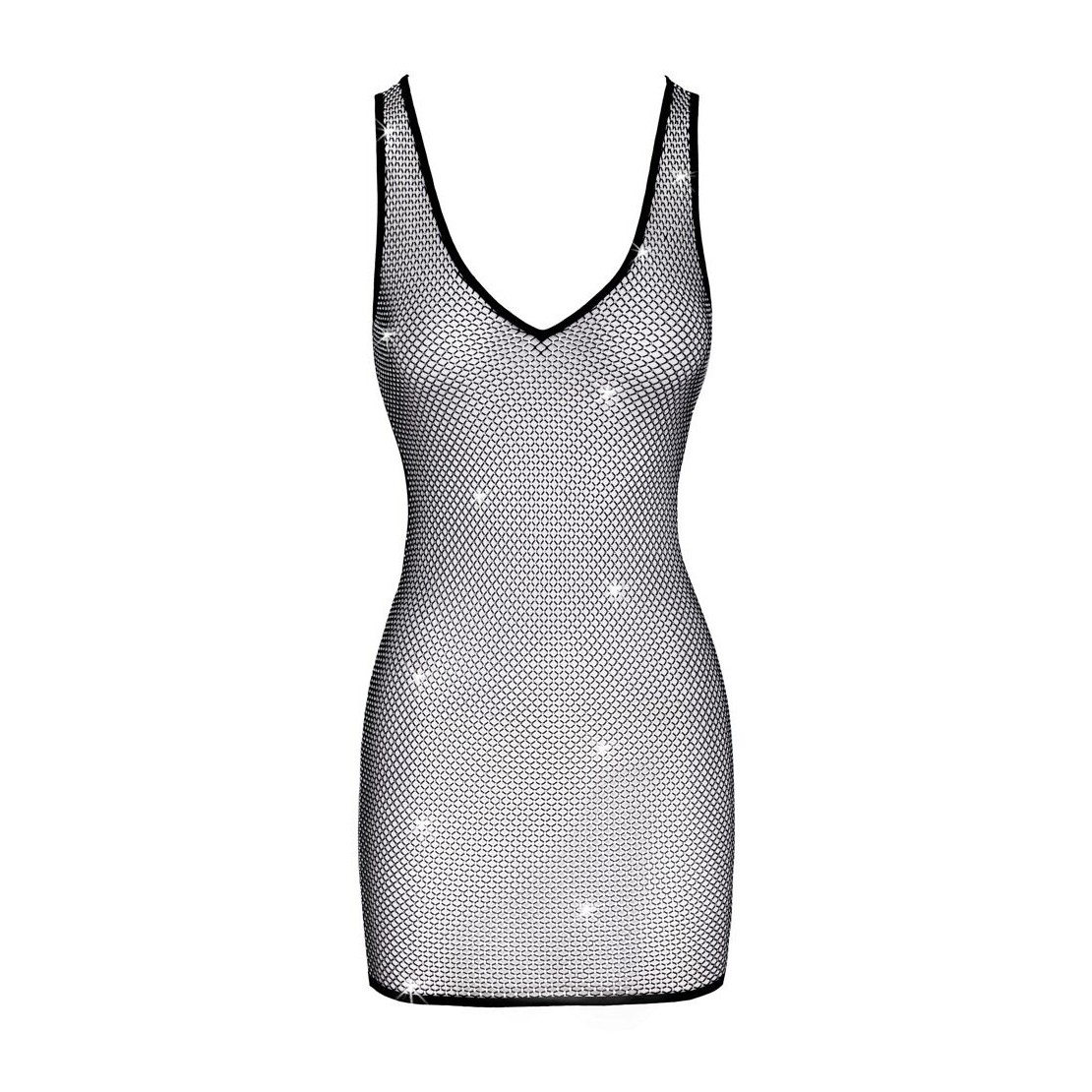 ABITO CORTO IN TESSUTO DI RETE CON STRASS NERO...