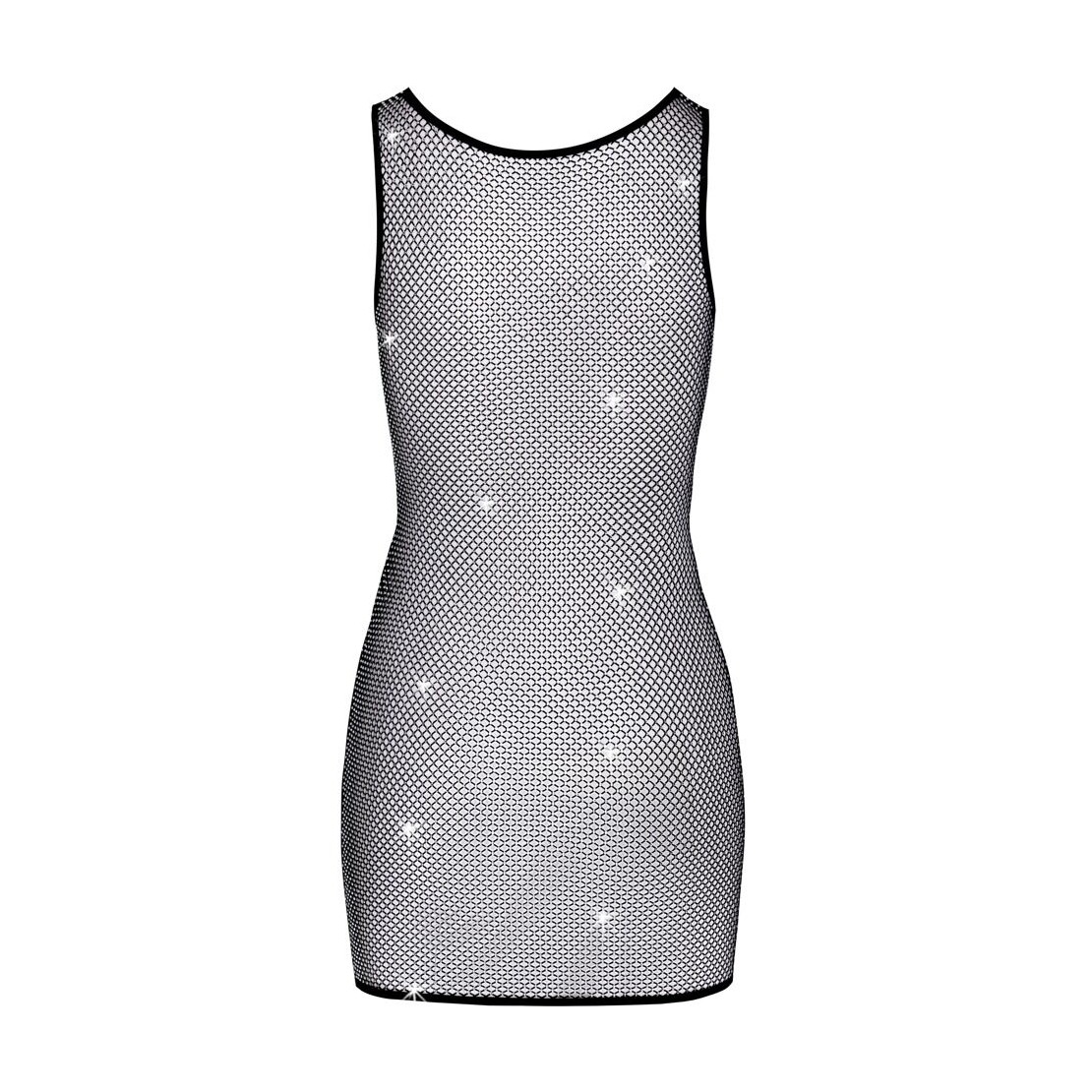 ABITO CORTO IN TESSUTO DI RETE CON STRASS NERO...