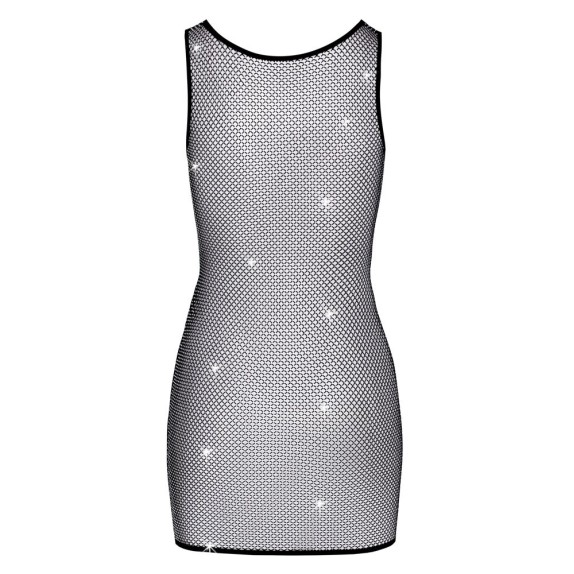 ABITO CORTO IN TESSUTO DI RETE CON STRASS NERO SEXY PER DONNA
