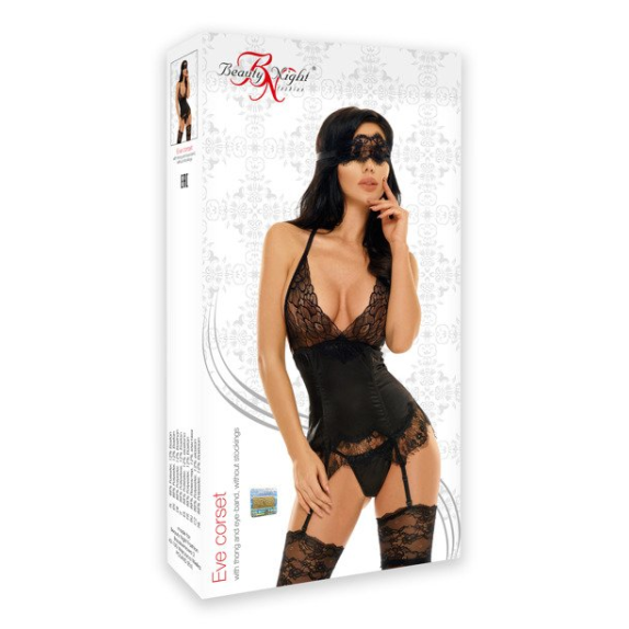 SEXY GUEPIERE PER DONNA IN RASO E PIZZO CON MASCHERINA EVE